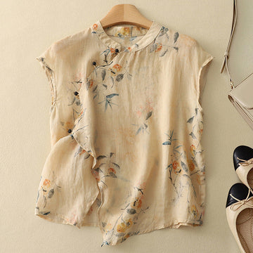 Diana - Ärmellose Bluse mit Blumenmotiv