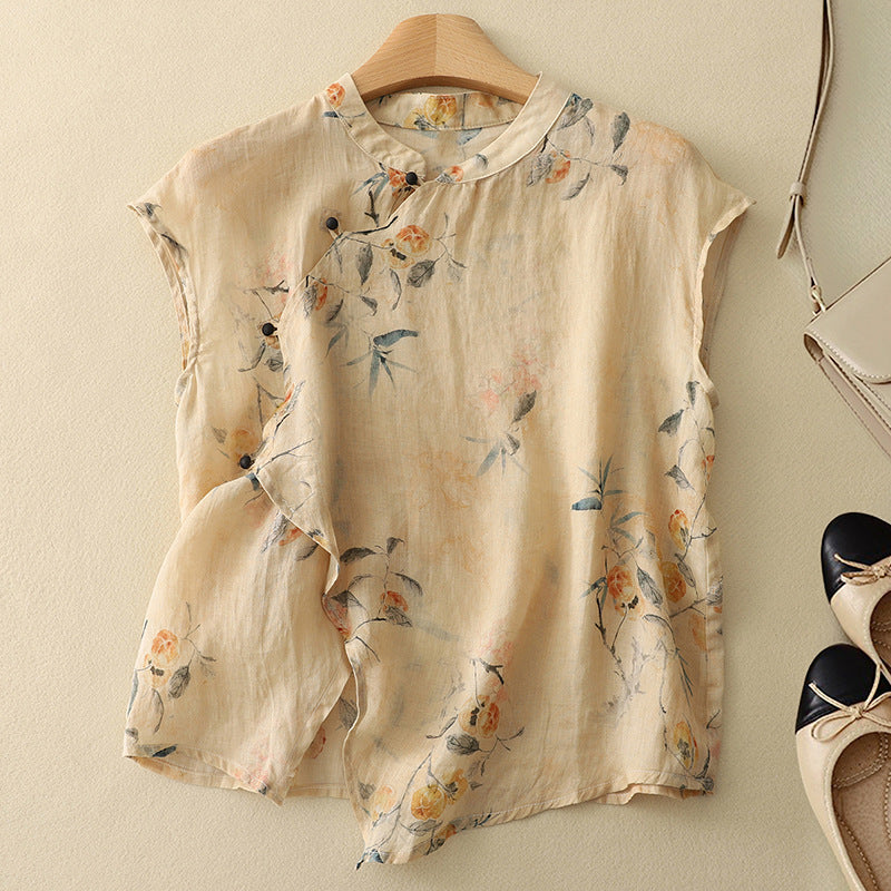 Diana - Ärmellose Bluse mit Blumenmotiv