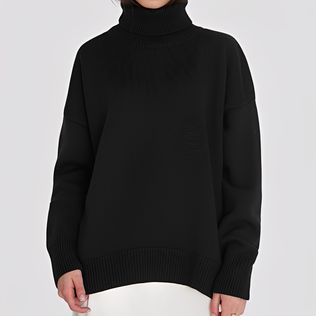 Nylah - Einfacher, übergroßer Damen-Rollkragenpullover