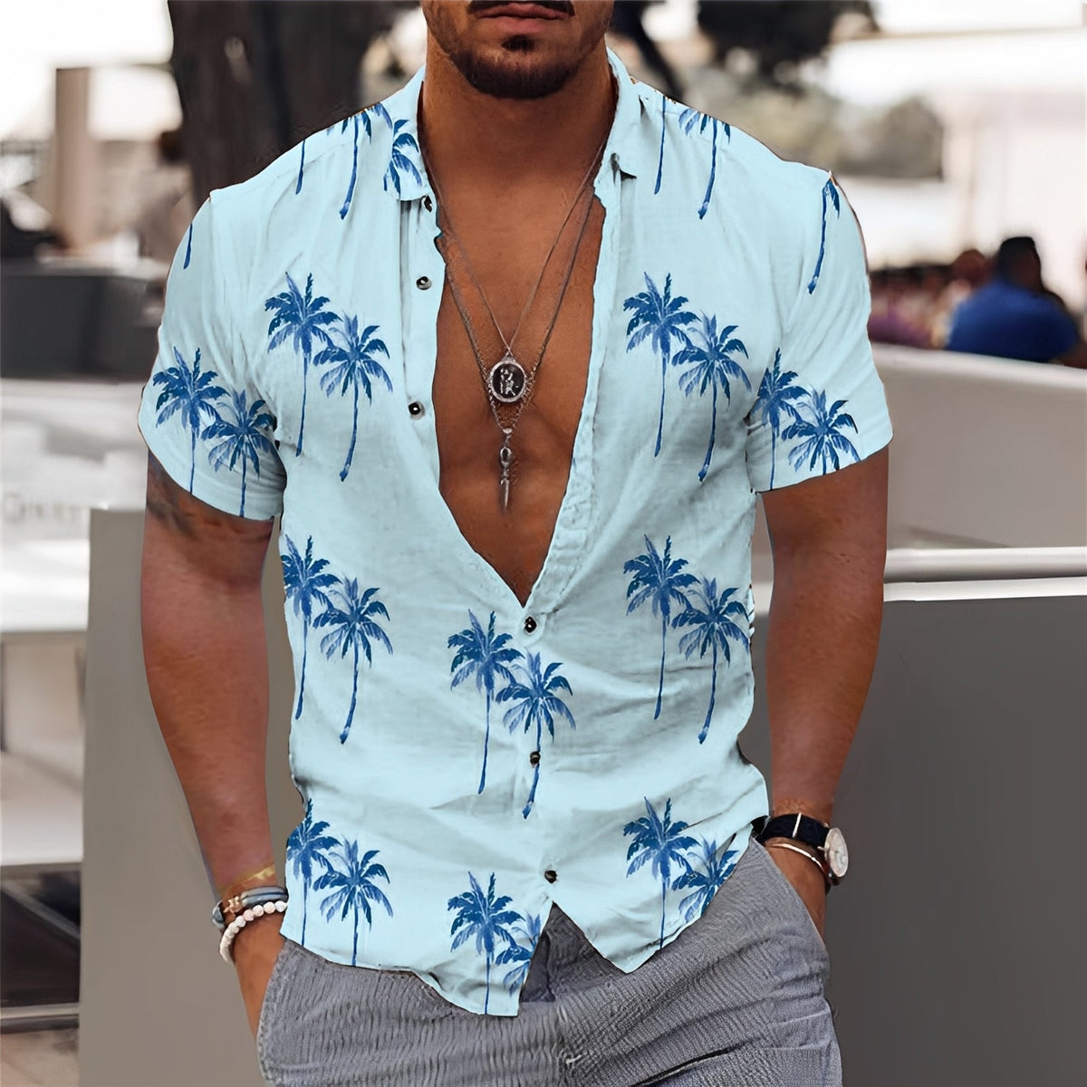 Hector - Modisches Herrenhemd mit Palmenmuster