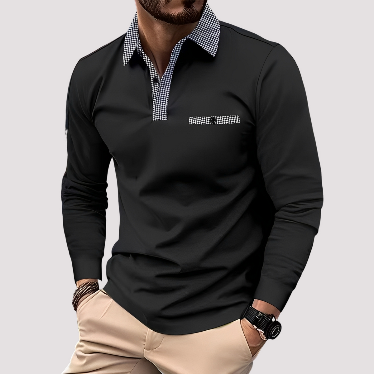 Aidan - Schickes Langarm-Poloshirt für Herren
