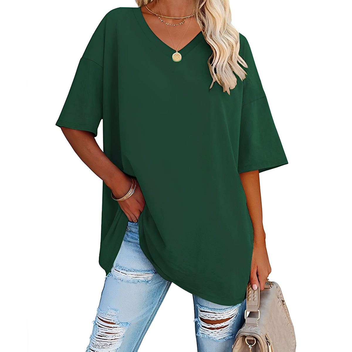 Caroline - Lässiges, locker geschnittenes Shirt mit V-Ausschnitt für Damen