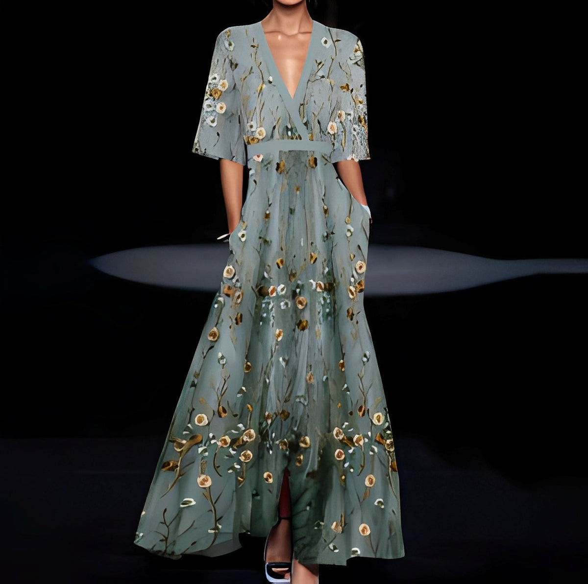 Debora - Langes Kleid mit Blumenmuster für Damen
