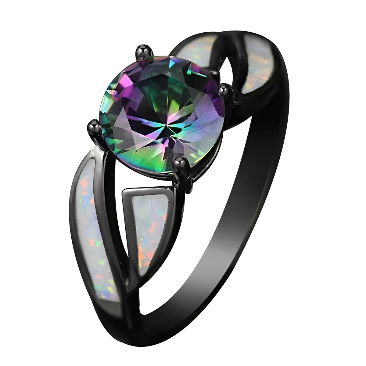 Mirella – Regenbogenring mit Opal und Topas