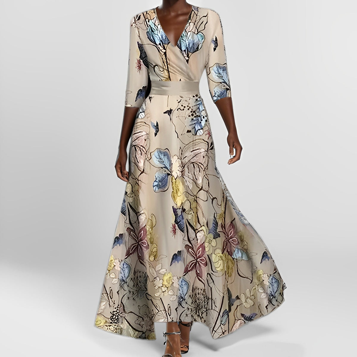 Delores - Maxikleid mit Blumenmuster und langen Ärmeln