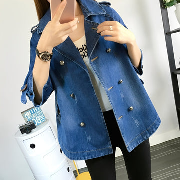 Faye - Eleganter Cape-Mantel im Denim-Look