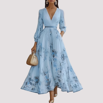 Leah - Midikleid mit floralem Design und langen Ärmeln