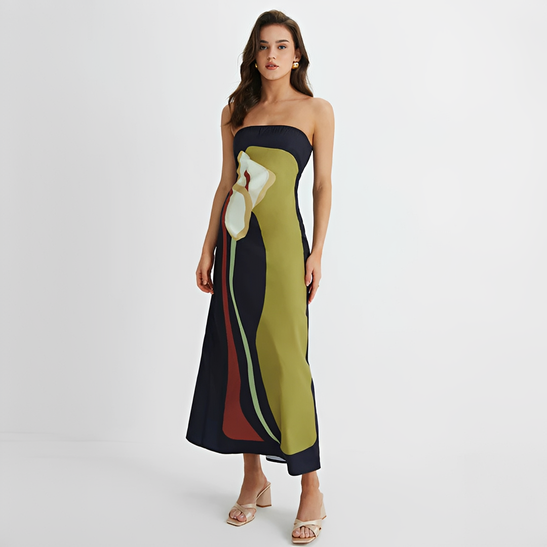 Delaney - Elegantes Kleid mit Blumendesign und Tube-Top