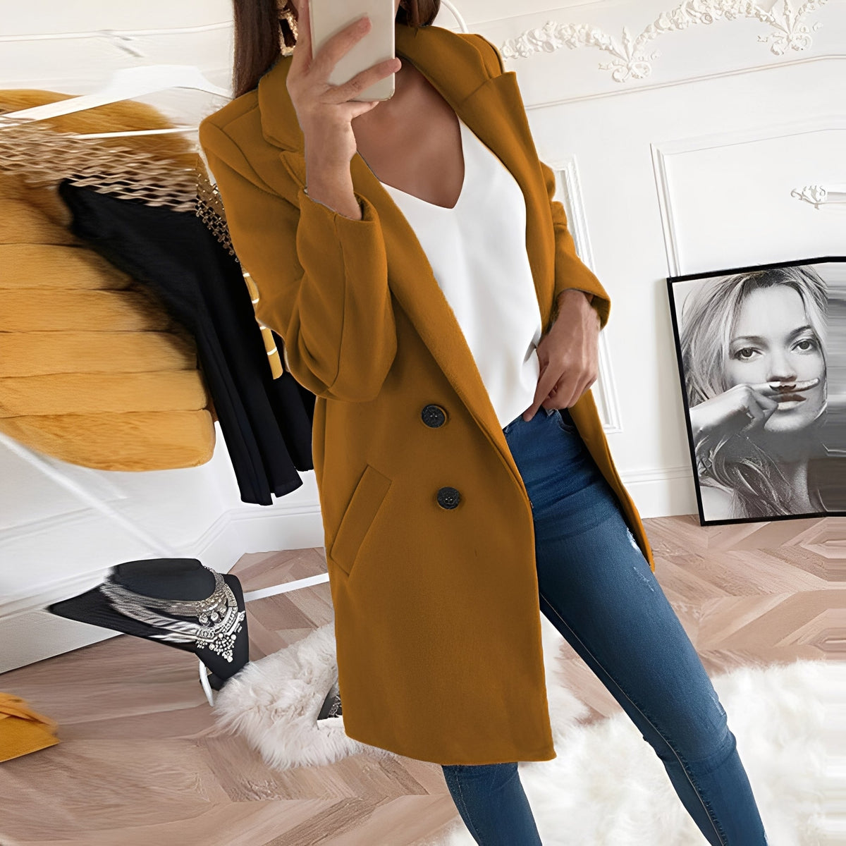 Chantal - Eleganter langer Wintermantel Damen