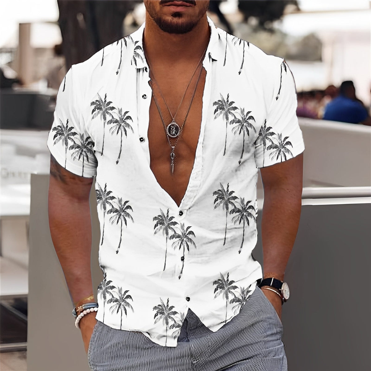 Hector - Modisches Herrenhemd mit Palmenmuster