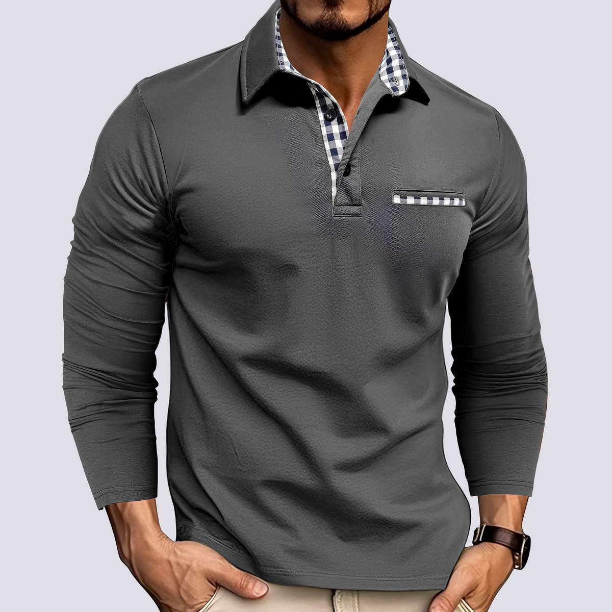 Mark – Herren-Poloshirt – Langarm-Freizeithemden