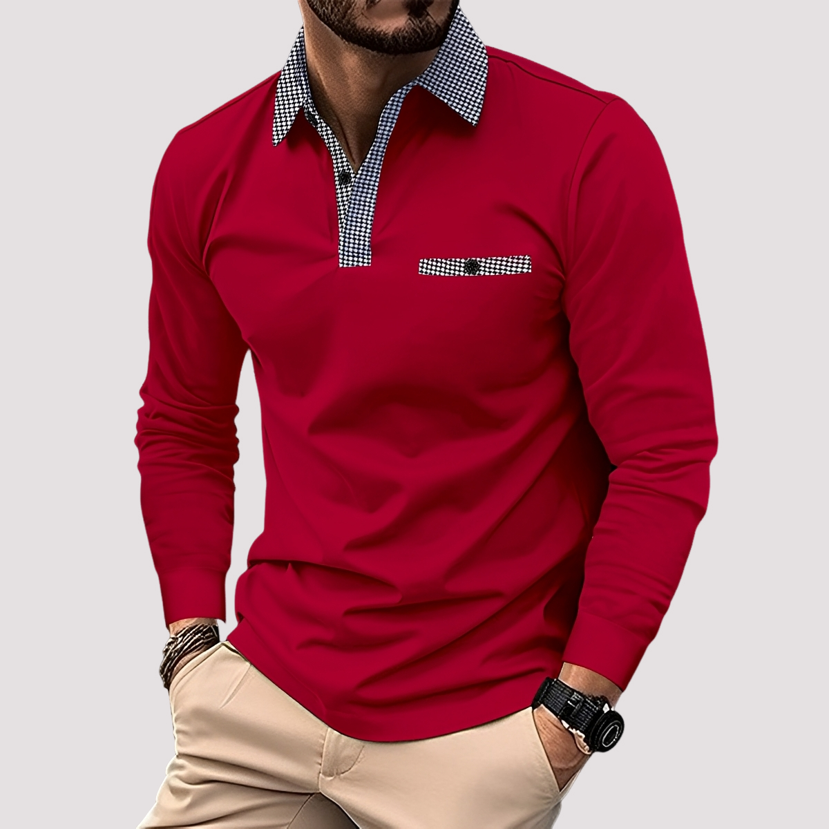 Aidan - Schickes Langarm-Poloshirt für Herren
