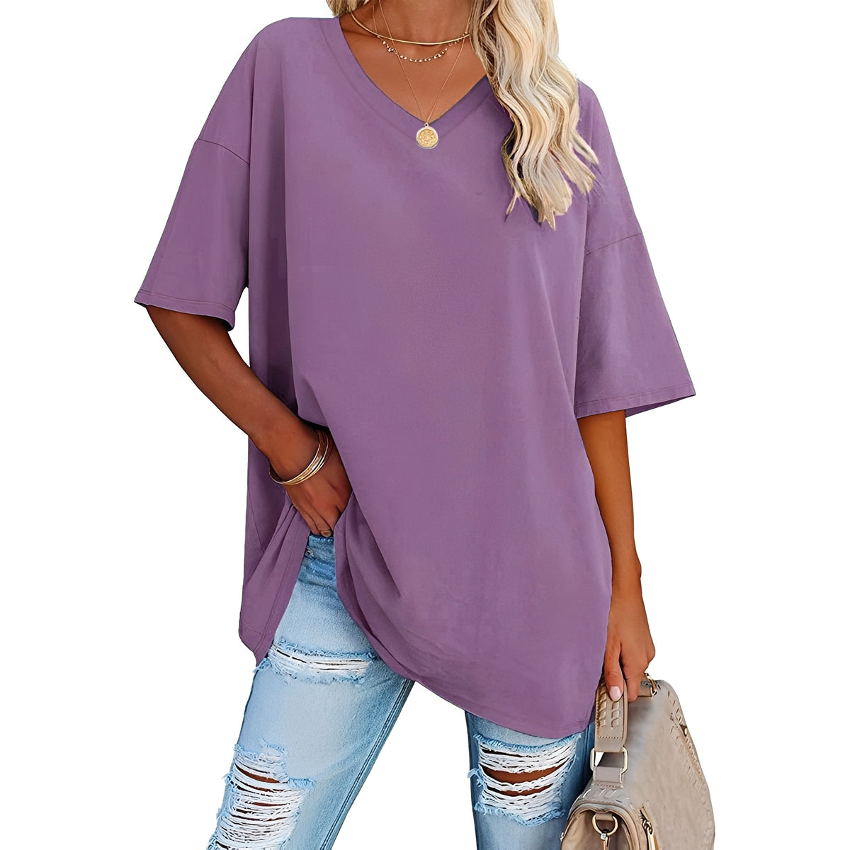 Caroline - Lässiges, locker geschnittenes Shirt mit V-Ausschnitt für Damen