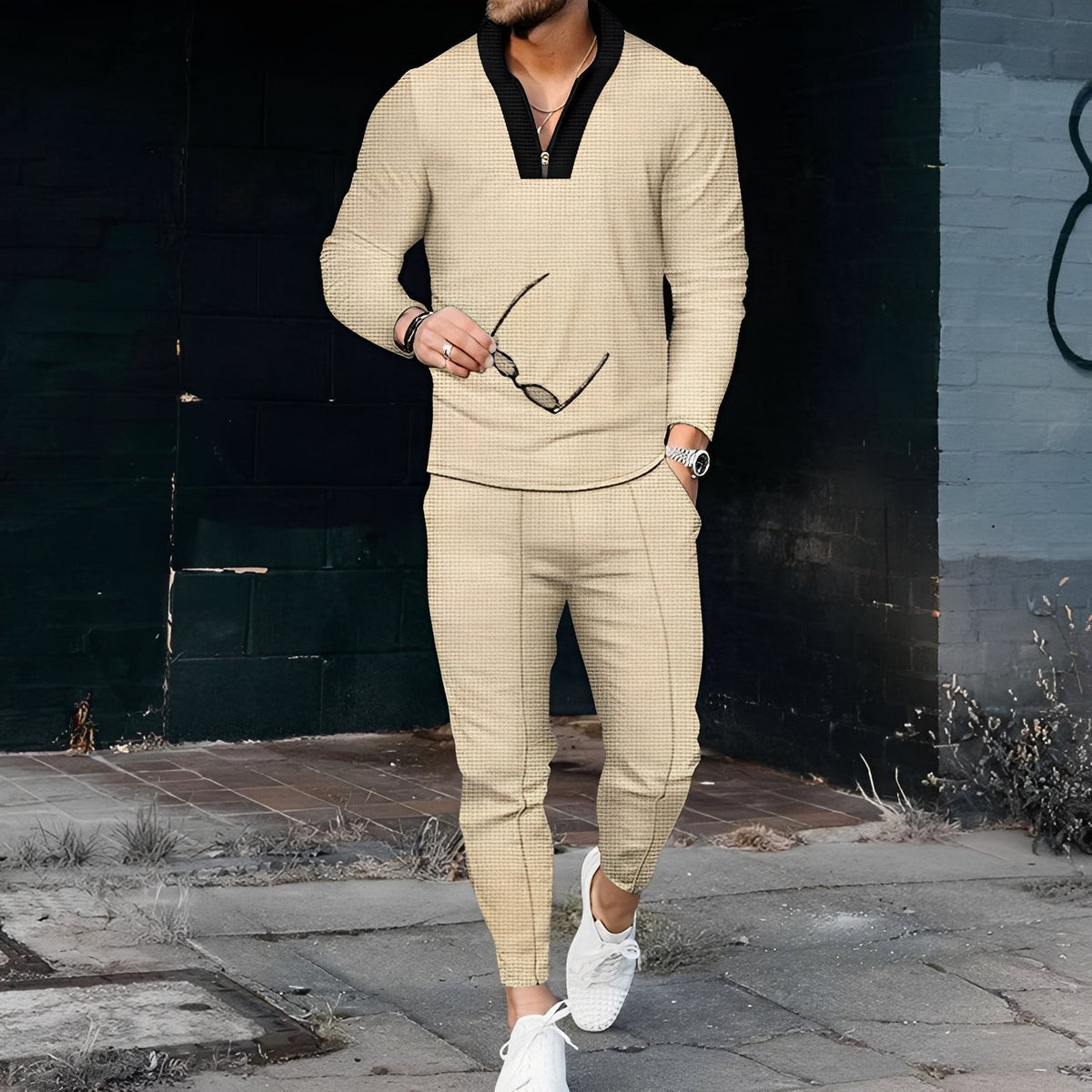 Andrew - Eleganter Herren-Trainingsanzug mit Waffelmuster