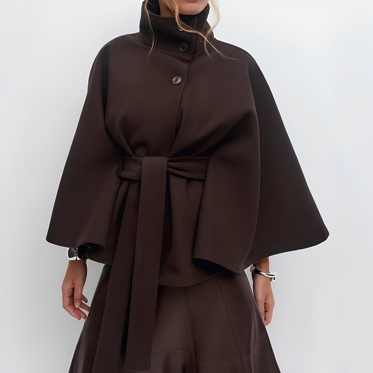 Carine - Damen-Wickeljacke mit hohem Kragen