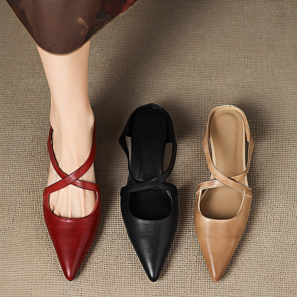 Riley - Moderne flache Mules im Retro-Stil