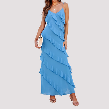 Micah - Elegantes langes Kleid mit Rüschen