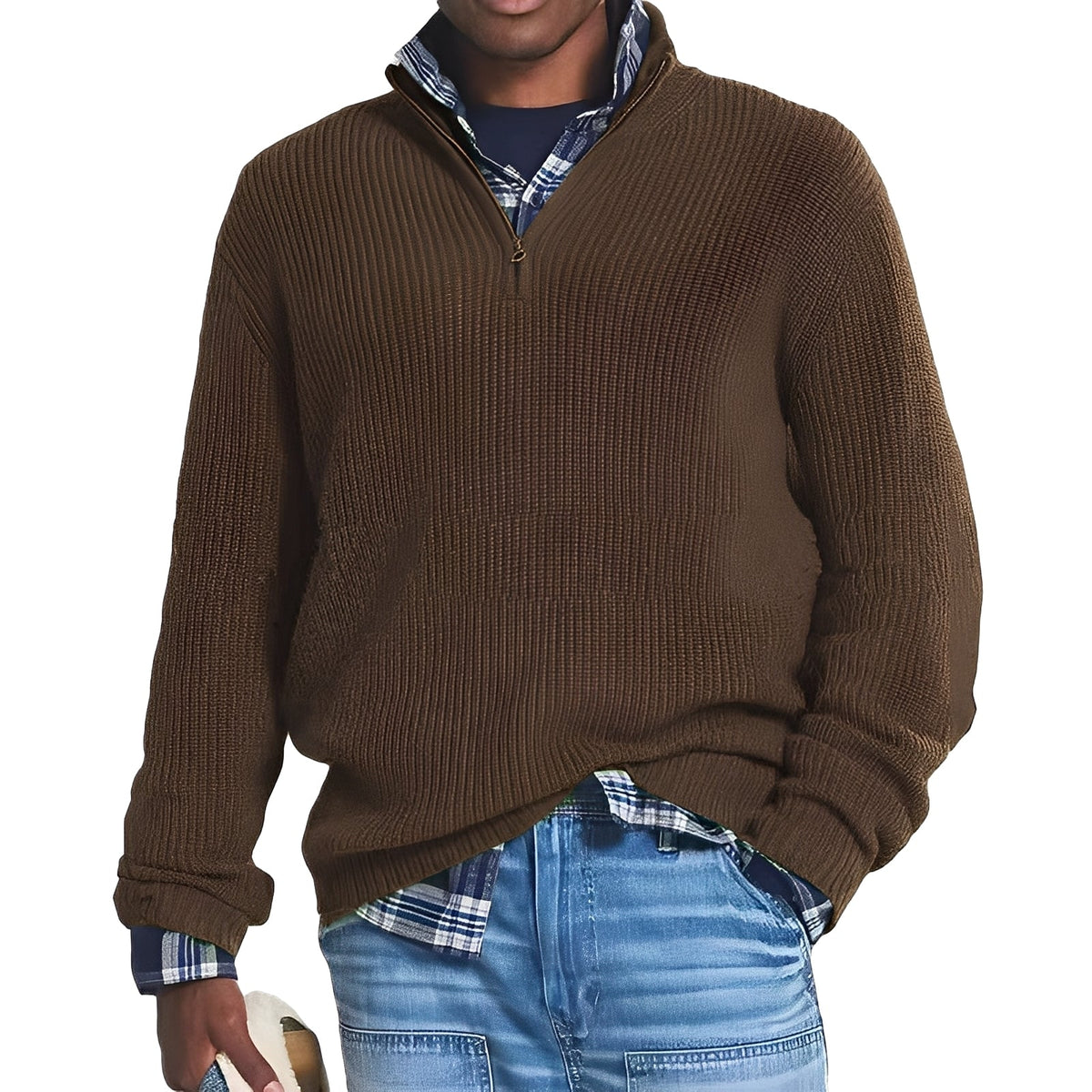 Edward - Modischer Pullover mit halbem Reißverschluss