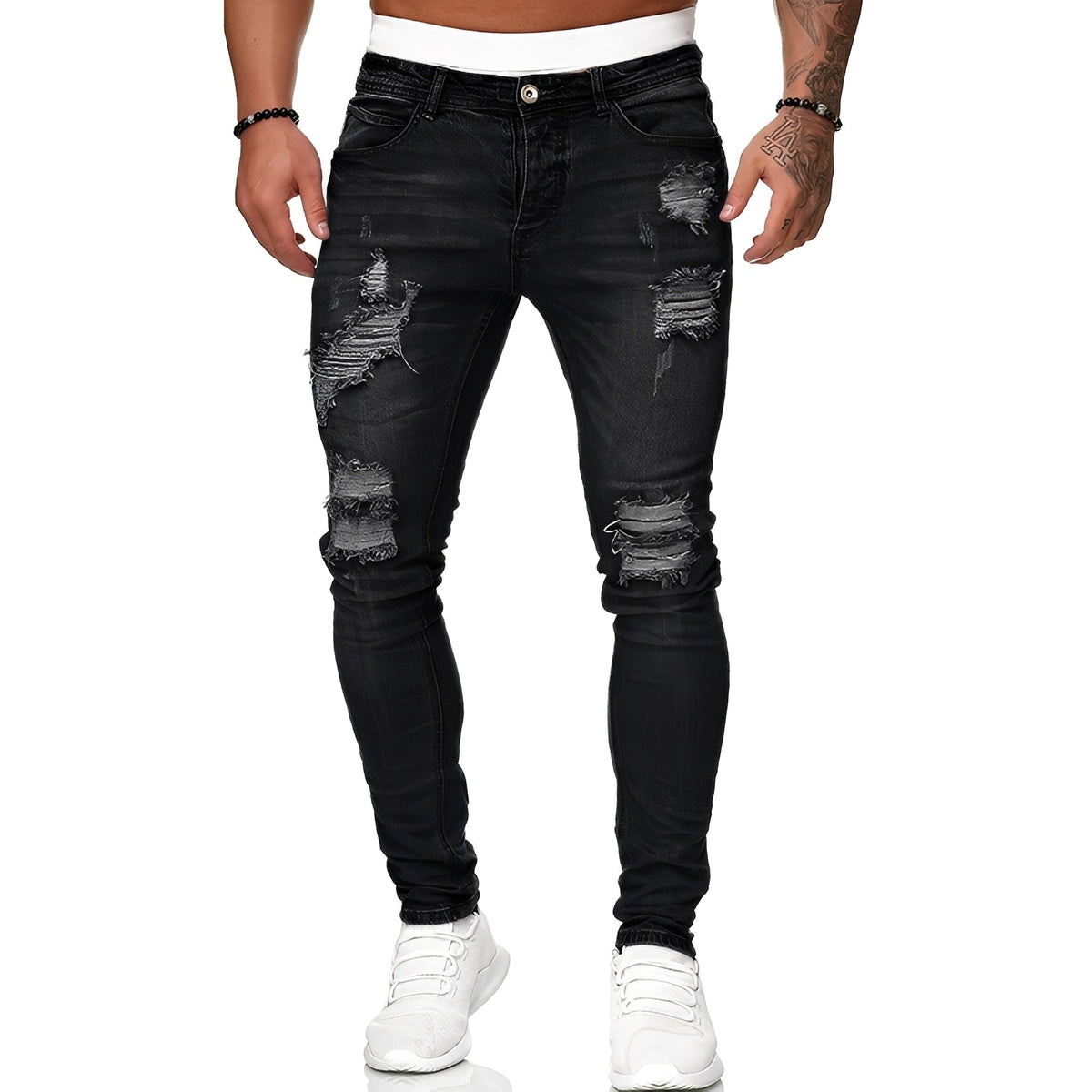Annie - Herren-Skinny-Jeans mit modischen Rissen