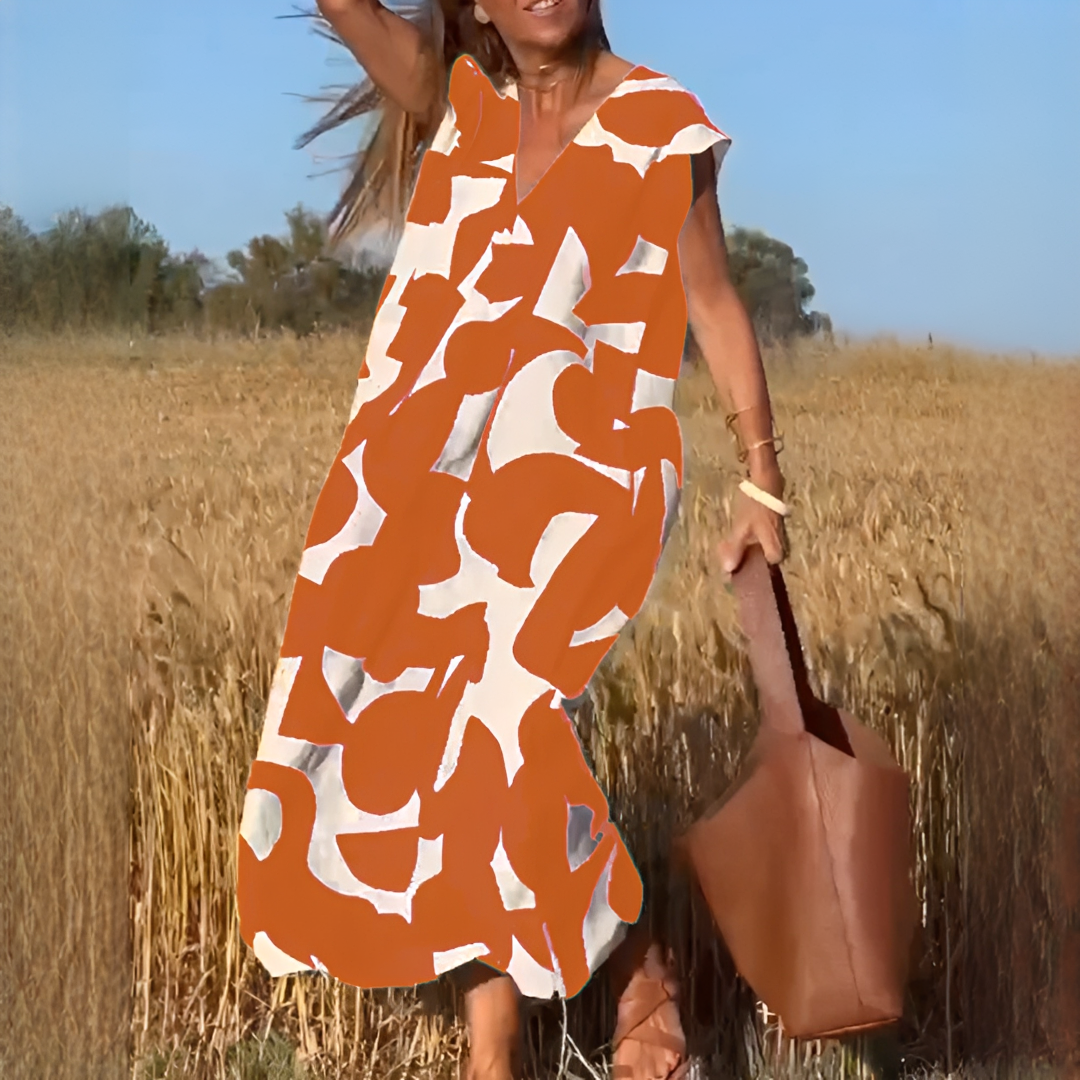 Vicky - Elegantes Kleid mit V-Ausschnitt und lockerer Passform