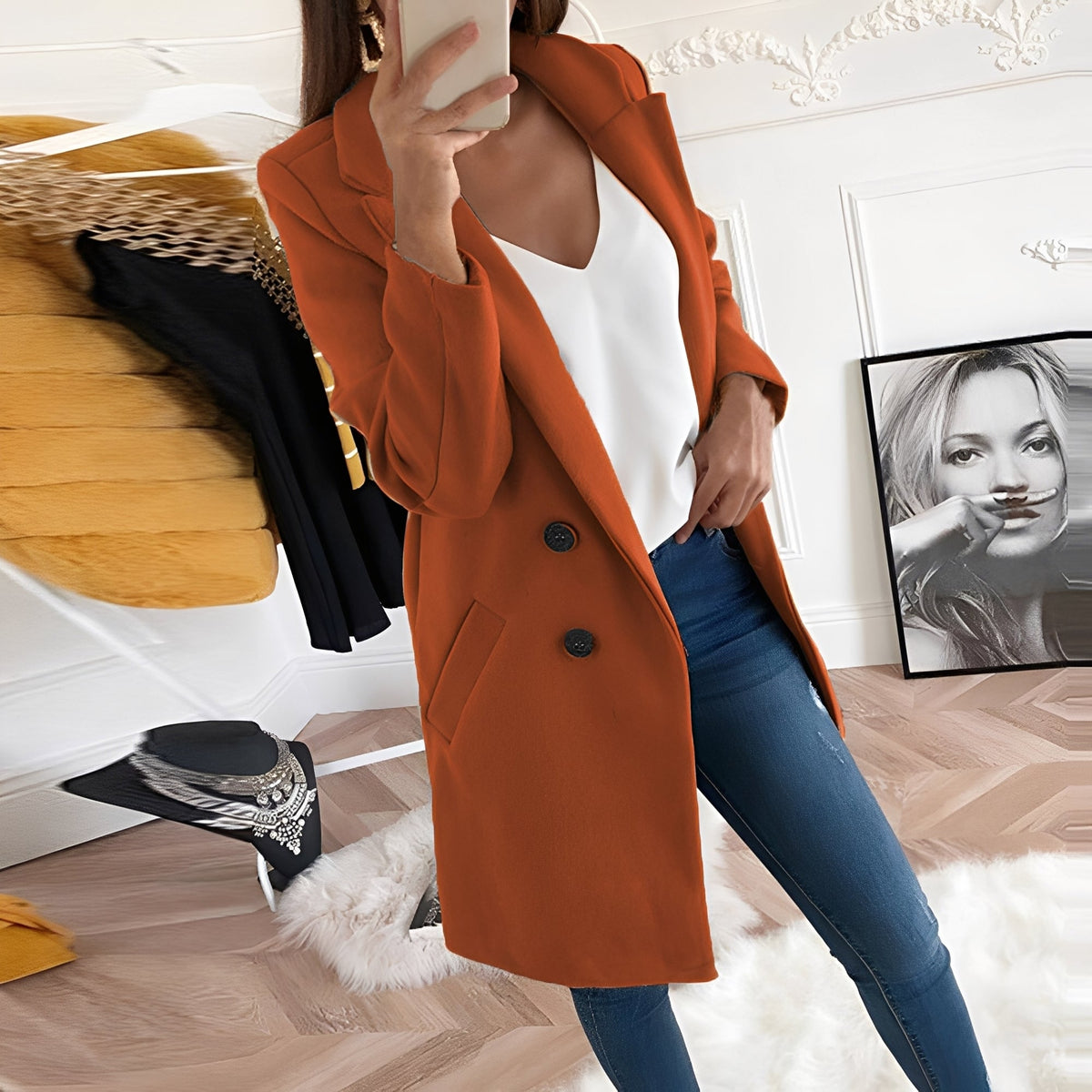 Chantal - Eleganter langer Wintermantel Damen