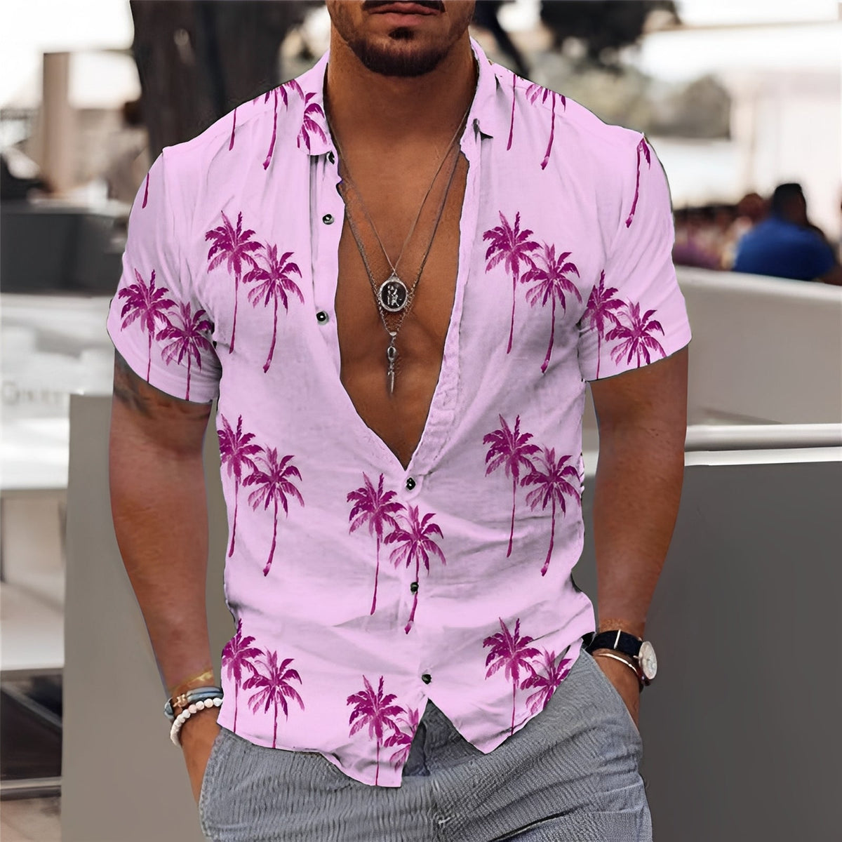 Hector - Modisches Herrenhemd mit Palmenmuster
