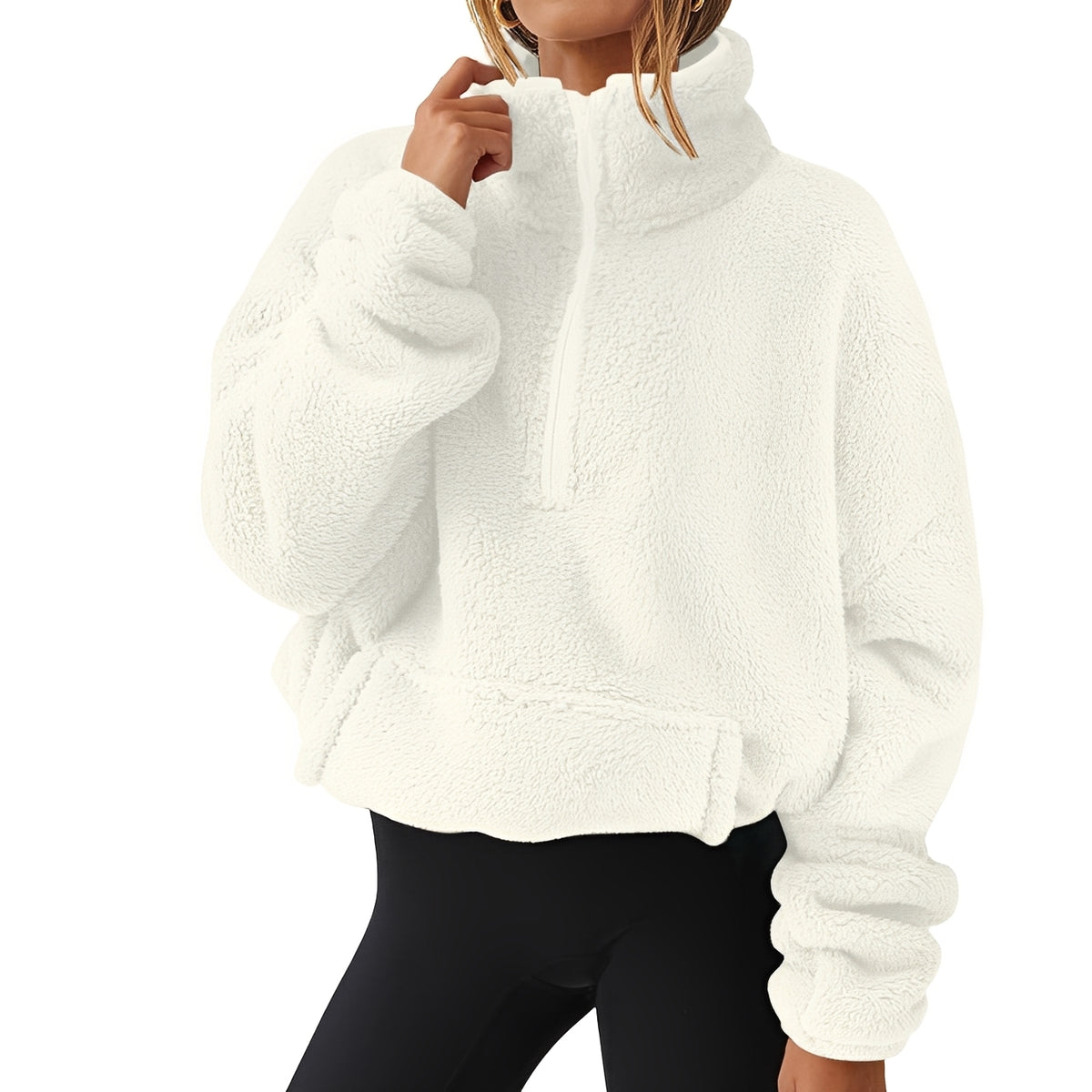Tiffany - Warmer Samtpullover mit halbem Reißverschluss für Damen