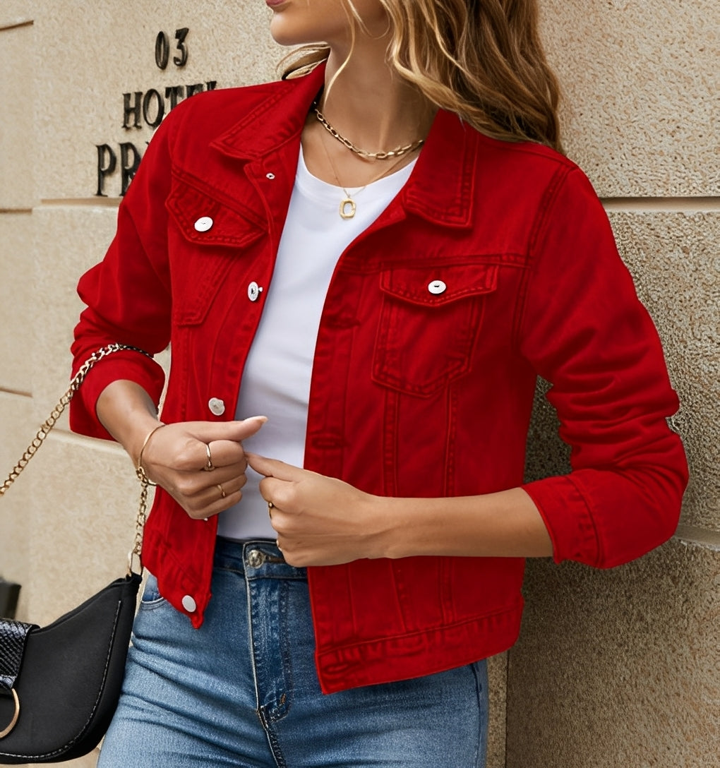 Julia - Moderne Jeansjacke mit Reverskragen für Damen