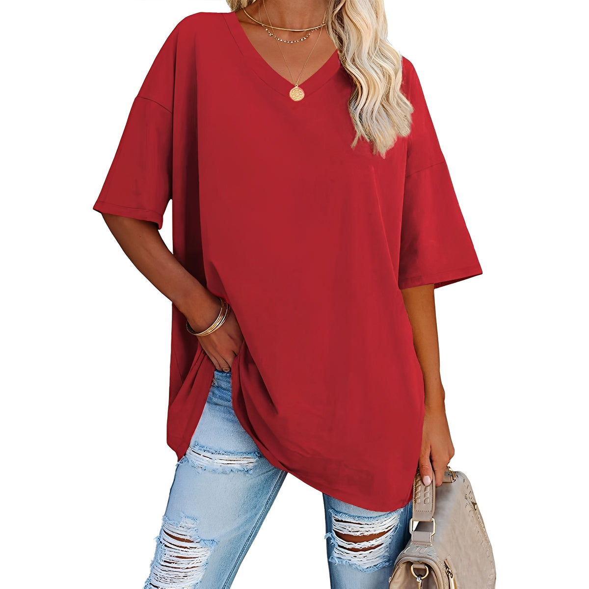 Caroline - Lässiges, locker geschnittenes Shirt mit V-Ausschnitt für Damen