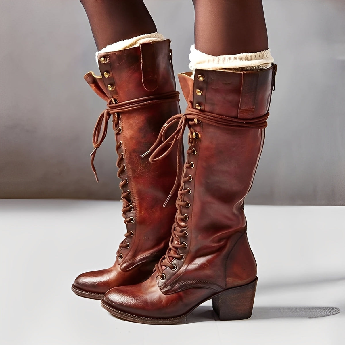 Ludivine - Damen-Schnürstiefel mit Blockabsatz