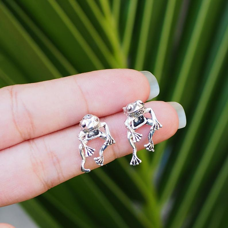 Bezaubernder Schwimmender Frosch - Mini-Frosch-Ohrringe