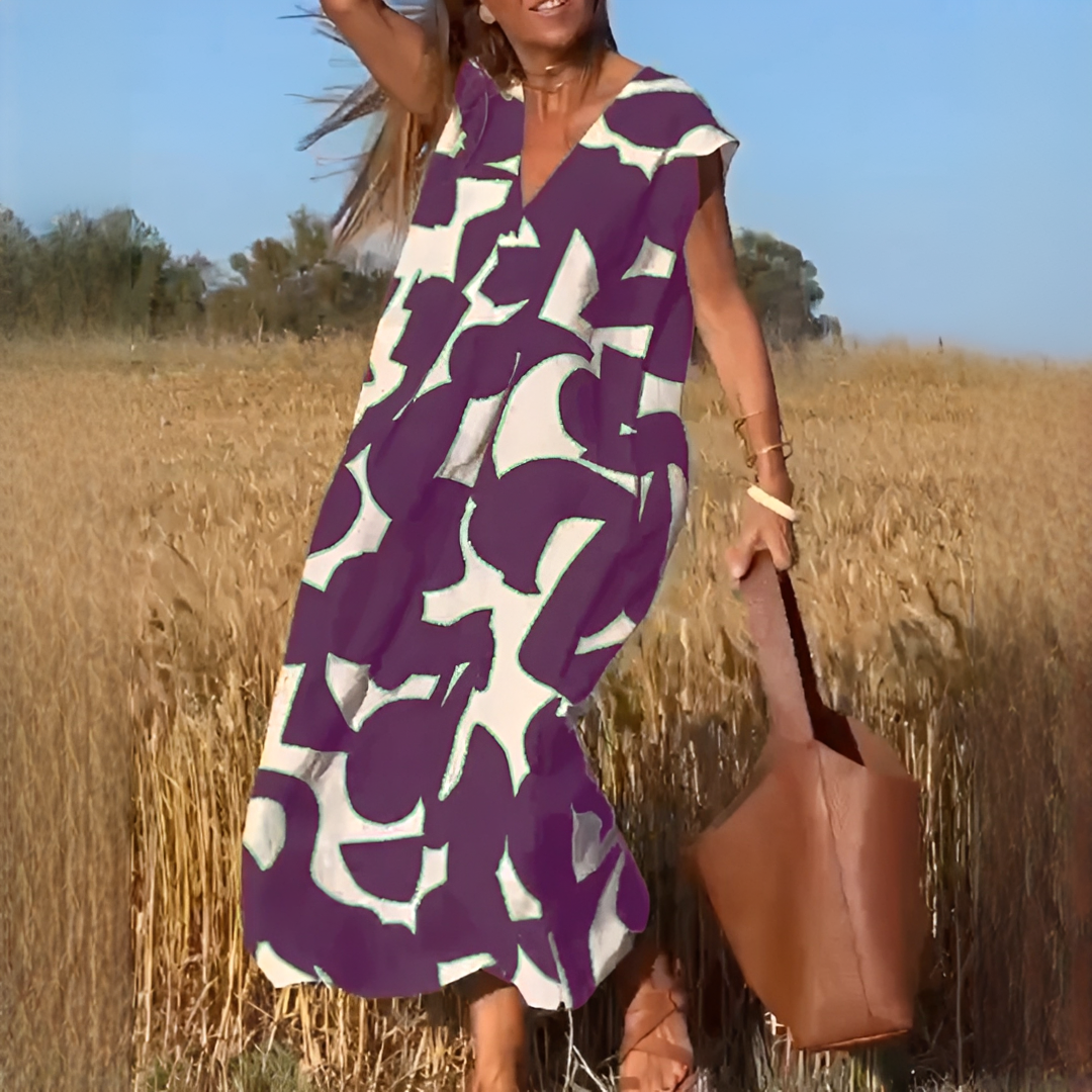 Vicky - Elegantes Kleid mit V-Ausschnitt und lockerer Passform