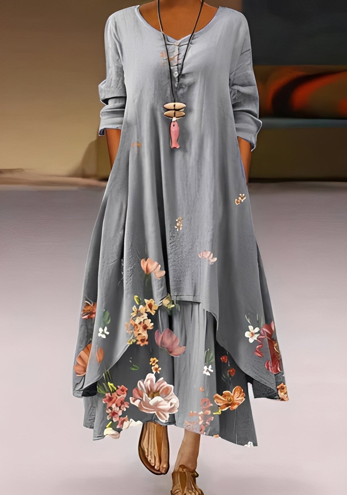 Belle - Elegantes, locker fallendes Damenkleid mit Print