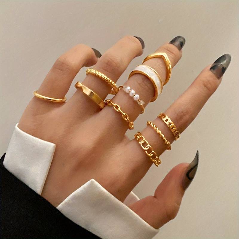 10 Stück modische Ringe - Mix & Match Ringe