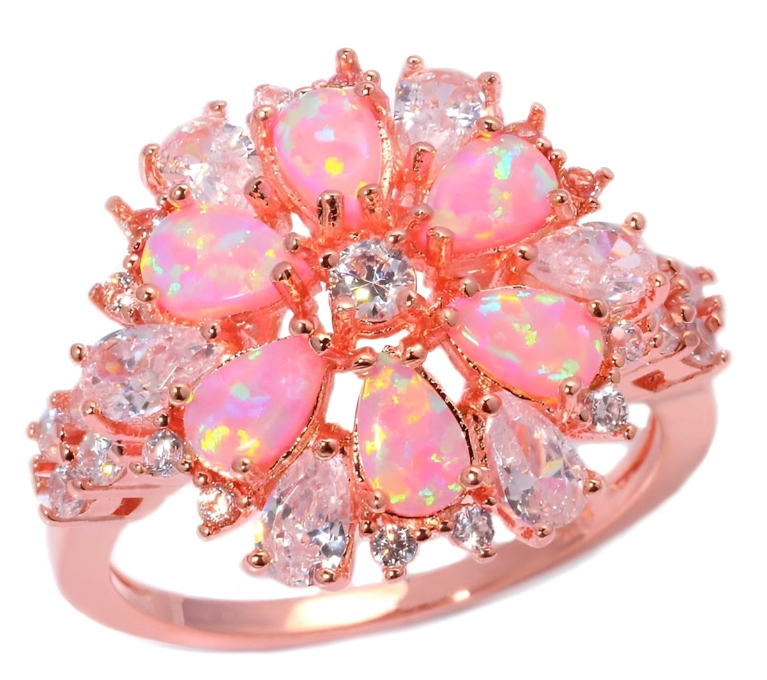 Rian – Eleganter Ring mit Feueropal-Blume