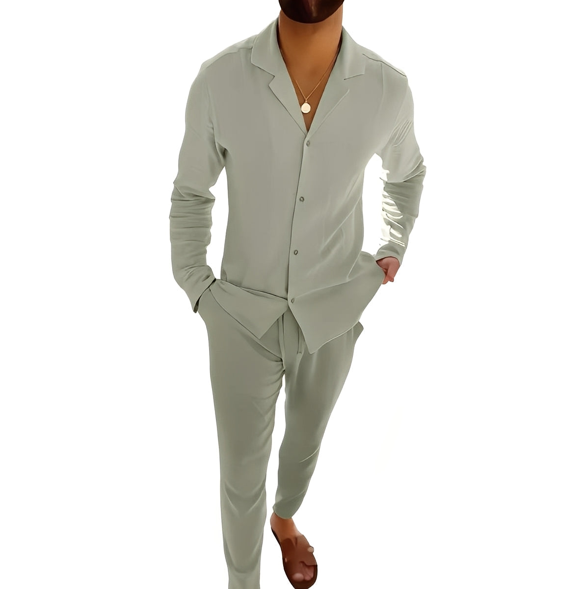 Hadrien - Set aus Langarmhemd und Hose für Herren