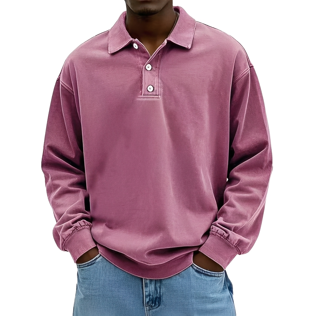 Lothaire - Vintage Langarm-Polo für Herren