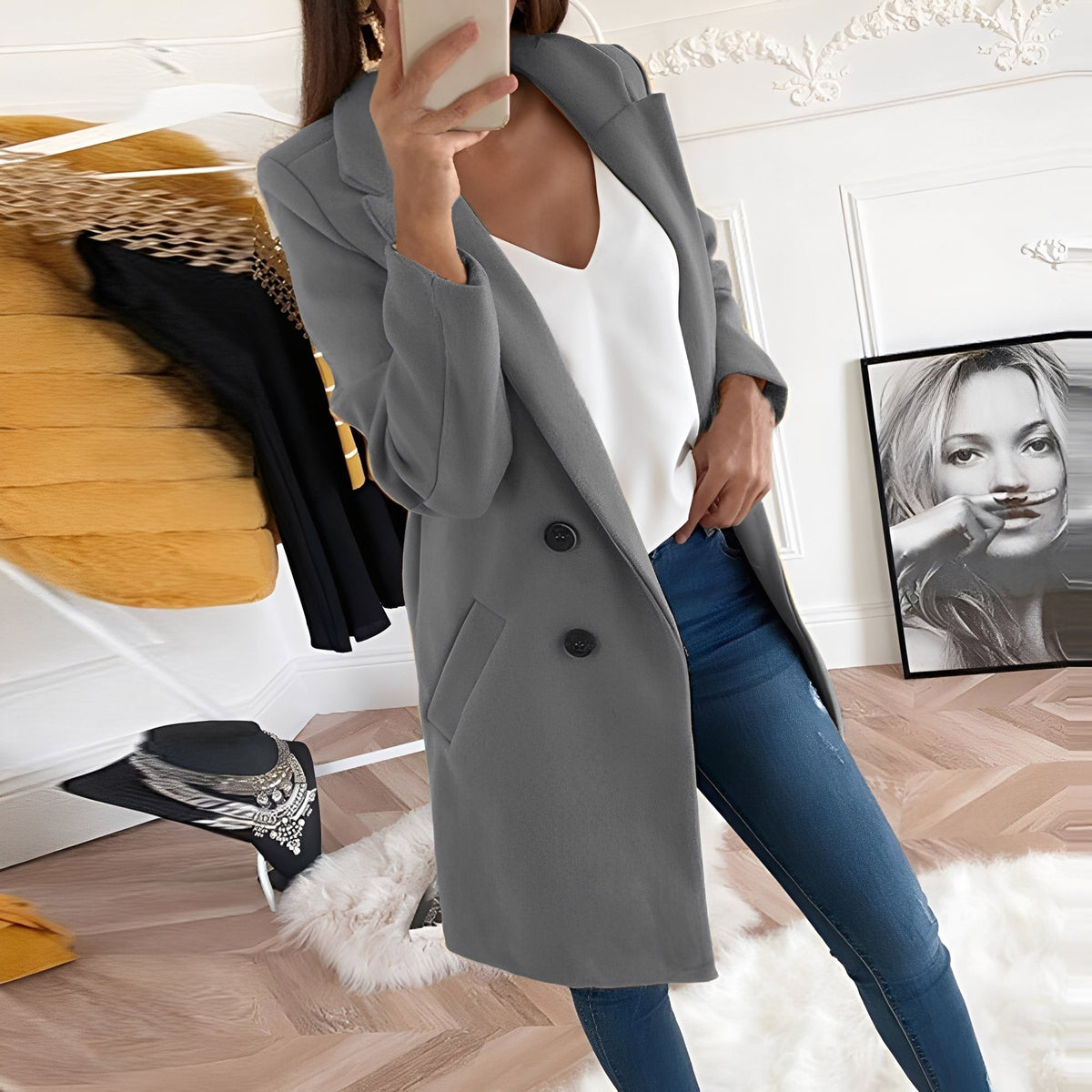 Chantal - Eleganter langer Wintermantel Damen