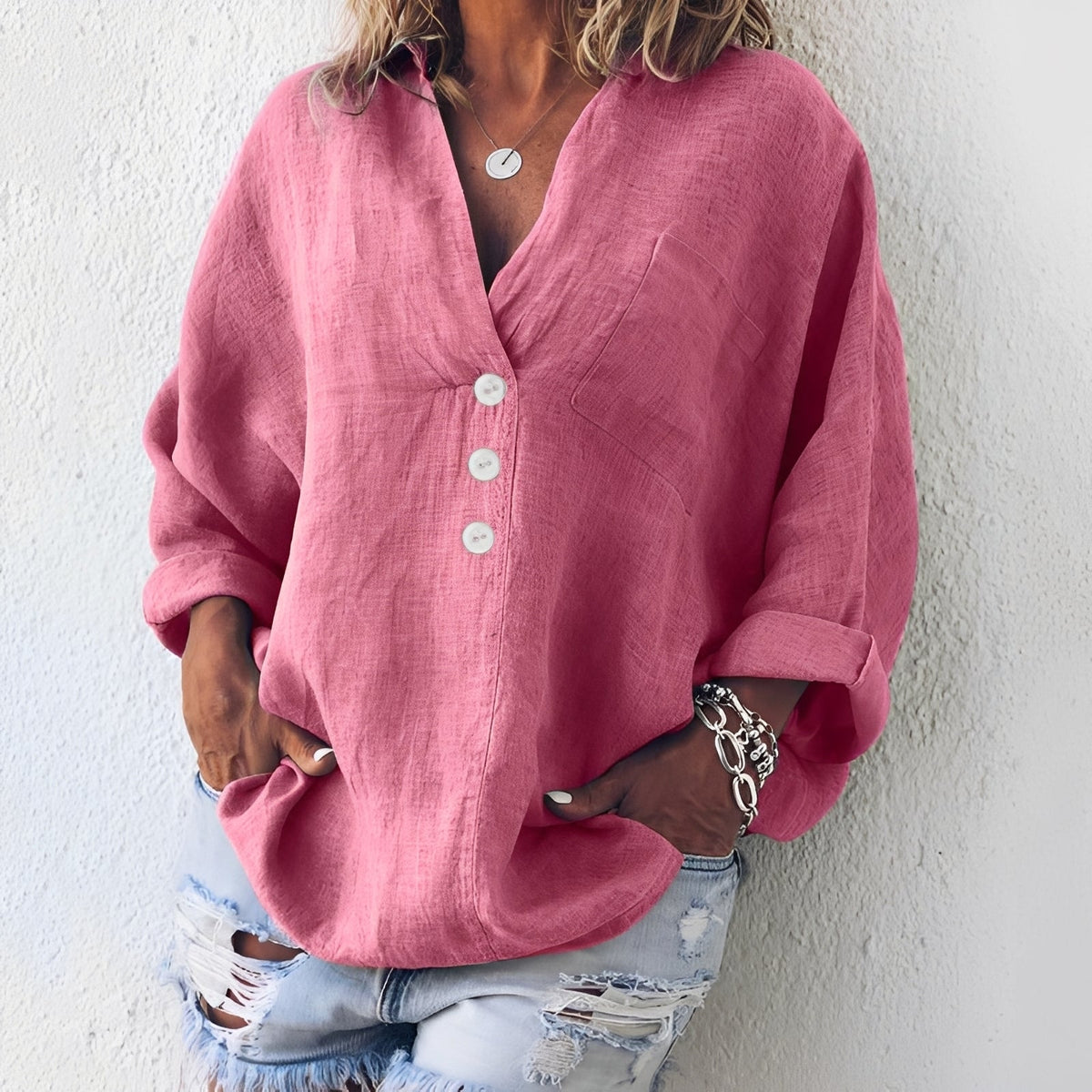 Sandra - Bequemes Damen-Langarmhemd