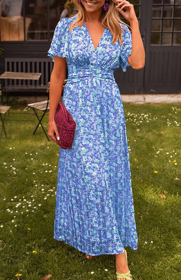 Rachel - Elegantes langes Kleid mit V-Ausschnitt für Damen