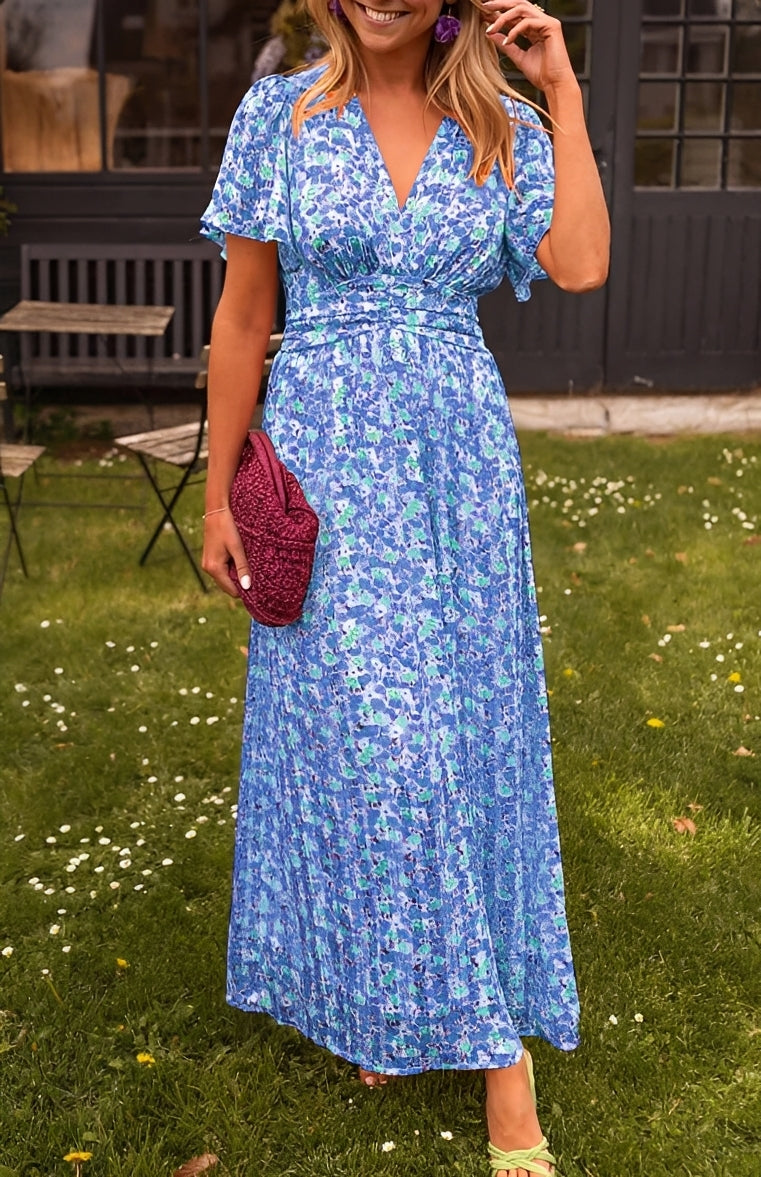 Rachel - Elegantes langes Kleid mit V-Ausschnitt für Damen