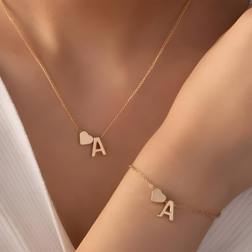 Herzschmuckset mit Initialen - Initial Love Schmuckset