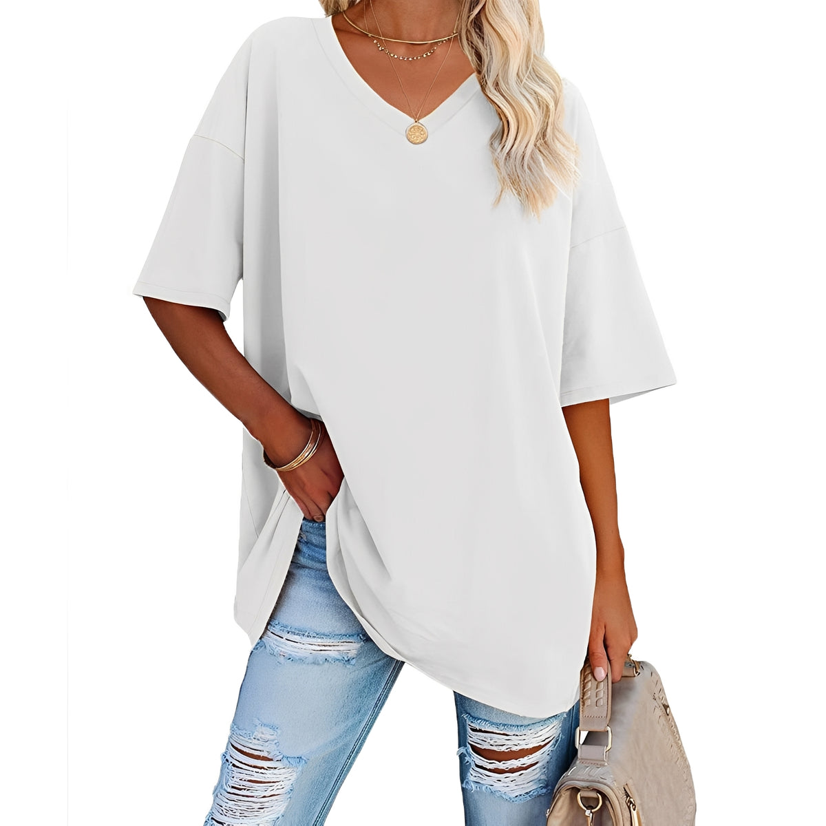 Caroline - Lässiges, locker geschnittenes Shirt mit V-Ausschnitt für Damen