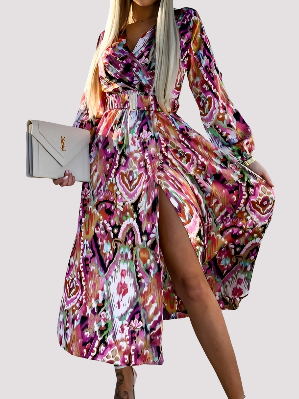 Alina - Stilvolles Bohemian-Kleid mit hohem Schlitz für Damen
