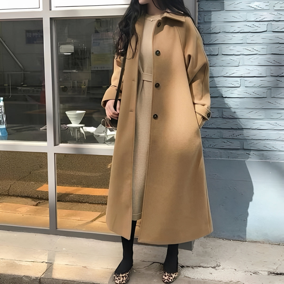 Bethany - Eleganter langer Wollmantel für Damen