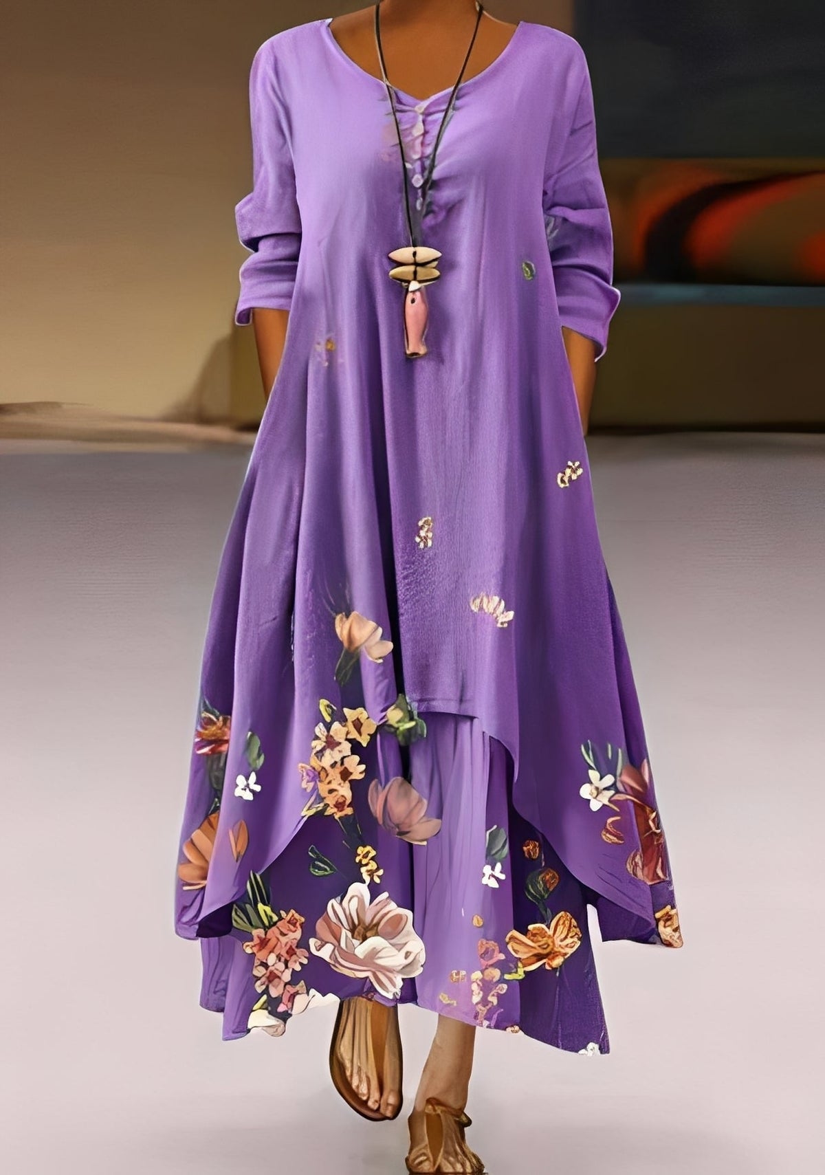 Belle - Elegantes, locker fallendes Damenkleid mit Print