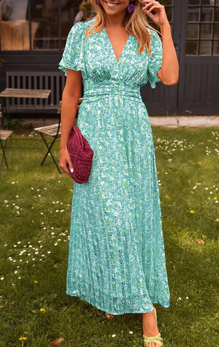 Rachel - Elegantes langes Kleid mit V-Ausschnitt für Damen