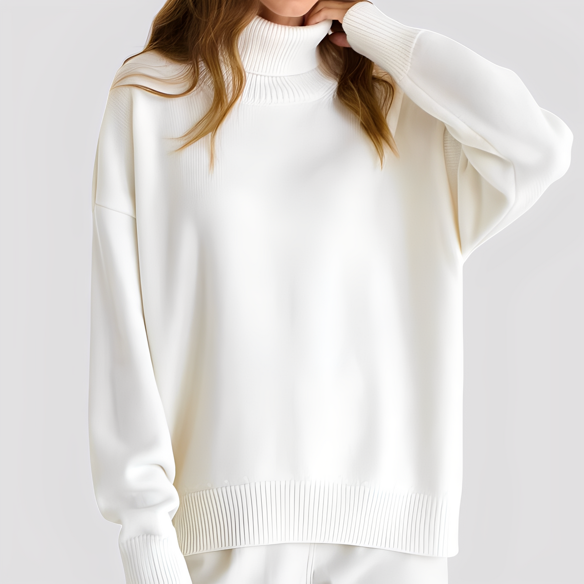 Nylah - Einfacher, übergroßer Damen-Rollkragenpullover