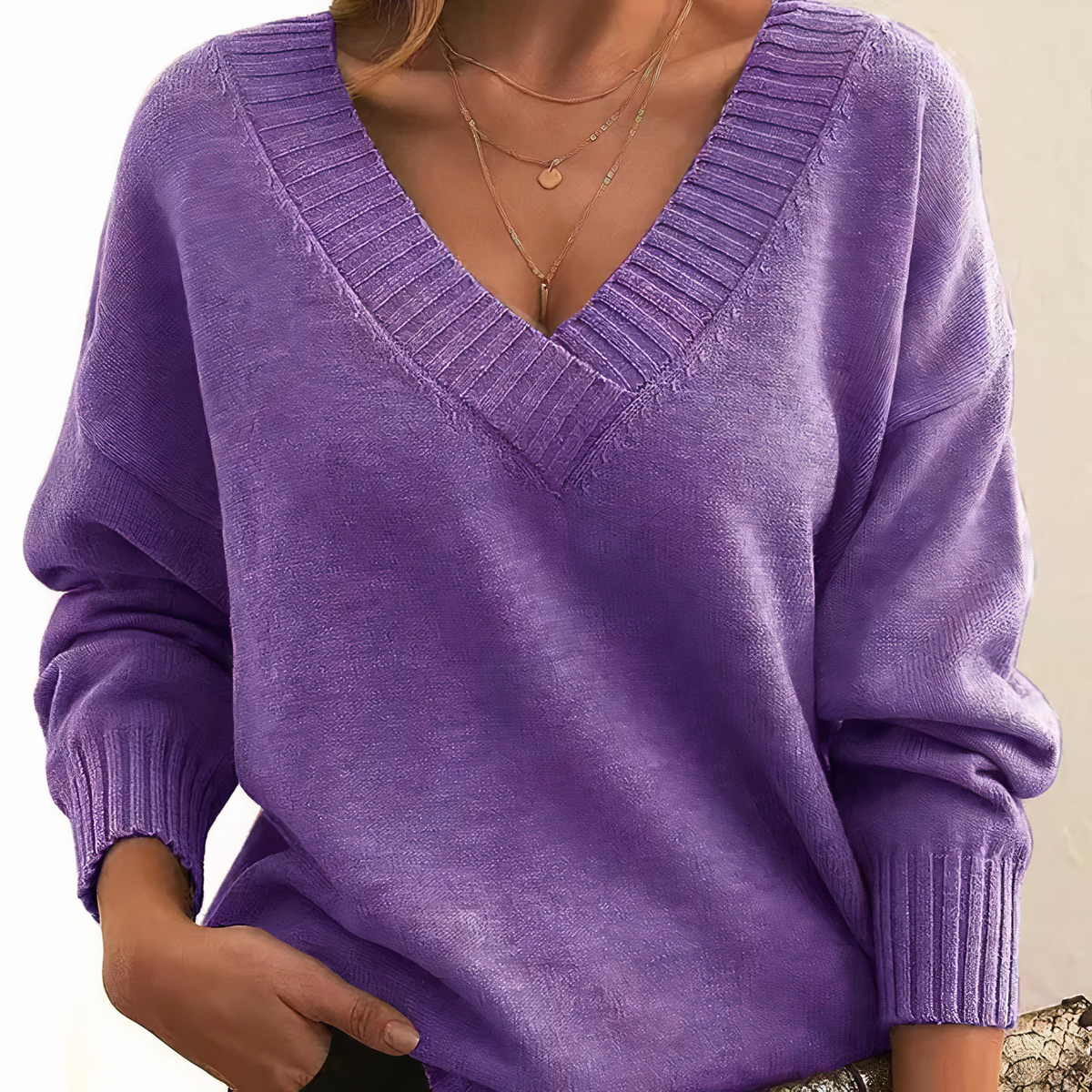 Herbst - Eleganter und bequemer Pullover mit V-Ausschnitt