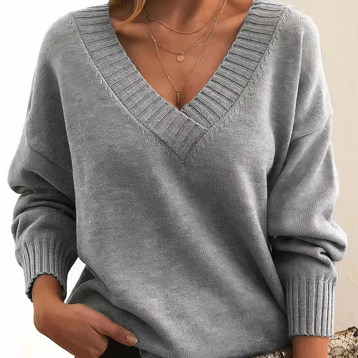 Herbst - Eleganter und bequemer Pullover mit V-Ausschnitt